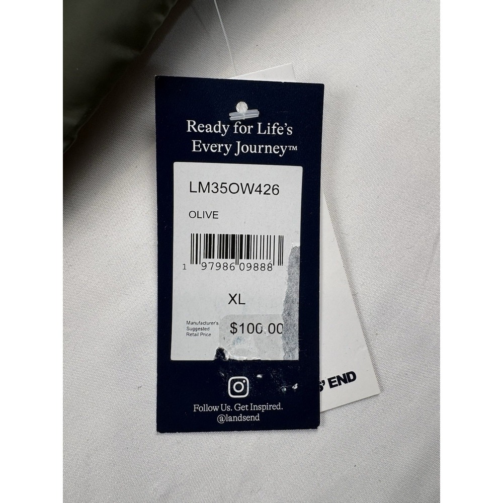 NWT Lands End Packable Puffer Jacket LM35OW426 Olive Green Men's Size XL. - Picture 8 of 16